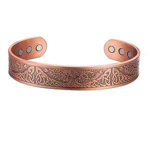 Bracelet en cuivre massif avec une large texture martelée pour soulager l'arthrite guérison méditation bien-être traditionnel fabriqué à la main - Product Image 1