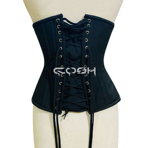Corset en polyester noir de qualité supérieure, à armatures en acier, sous le buste - Product Image 6