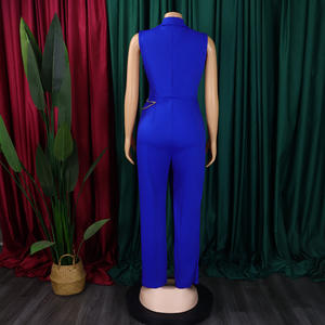 Monos de verano de último diseño para mujer, traje elegante con cuello en la cintura y cadena, mono holgado de pierna ancha de una pieza para mujer 2025 - Product Image 5