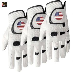 2026 Gants de golf en cuir Cabretta de haute qualité imprimés avec logo personnalisé Protection UV main droite et gauche pour une utilisation sportive - Product Image 1