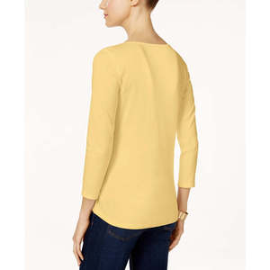 Maglia da donna Charter Club in cotone Pima lavorato a maglia, con bottoni sulle spalle, design semplice ed elegante, colore oro, taglia M - Product Image 2