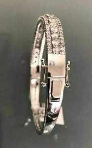 Unisex 7ct redondo corte brillante Moissanite diamante bisel ajuste pulsera 925 Plata - Product Image 4