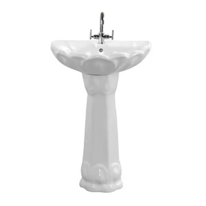 Lavabo de cerámica blanca de Arte Moderno con soporte-Pedestal de lavabo de pie para baño y uso interior/exterior - Product Image 6