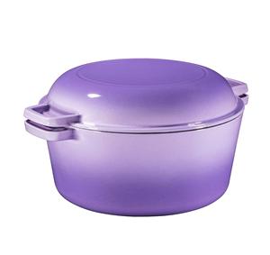 Marmite hollandaise <span class=keywords><strong>en</strong></span> <span class=keywords><strong>fonte</strong></span> émaillée à double usage blanc approfondi avec poêle à frire <span class=keywords><strong>en</strong></span> métal au design classique pour la cuisson du pain - Product Image 2