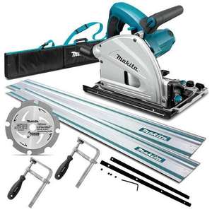 Sierra Circular de Inmersión MAKITA SP6000JT2X, Totalmente Nueva, 1300W, 165mm (6.5 Pulgadas), Ligera, con 2 Rieles Guía - Product Image 4