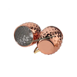 Quantité en vrac diamant martelé conception moscou mules tasses en acier inoxydable plaqué cuivre lot de 4 avec pailles pour la vente - Product Image 3