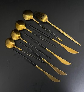 Juego de cubiertos modernos Cubiertos de acero inoxidable de la mejor calidad Pulido con espejo Chapado en oro Utensilio de cocina de metal duradero 2025 - Product Image 4