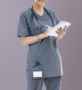 Performance Manufacturer Medical Scrub Front <b>Nurse</b> Uniforms Custom Unisex Clinical Hospital Uniforms Polyester Spandex Scrubs - Product Image 5