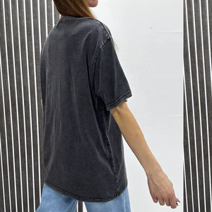 Camisetas de Algodón 100% para Mujer, Estilo Holgado, Hombros Caídos, Estilo Vintage, Unisex, con Estampado de Logotipo, Camisetas Largas y Holgadas - Product Image 6