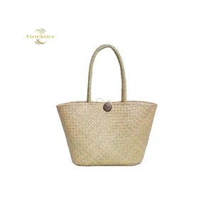 Sac fourre-tout en paille personnalisable sur mesure avec logo, fait main, écologique, sac de plage, fabriqué au Vietnam, pour l'été, sac de voyage promotionnel - Product Image 3