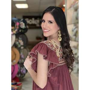 Womens White Embroidered Cotton Midi <b>Dress</b> Mexican Ethnic Boho Short Sleeve <b>Loose</b> <b>Fit</b> <b>Dress</b> For Wholesale - Product Image 4