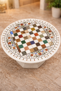 <b>Chess</b> <b>Board</b> and flowers inlaid Table with colorful hardstones (parchin kari) - Product Image 5