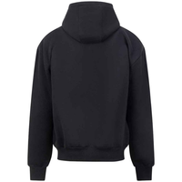Sudadera con capucha y cremallera negra de primera calidad para hombres y mujeres, chaqueta polar de algodón Unisex con cremallera completa 100%, logotipo personalizado, ropa de calle de invierno OEM