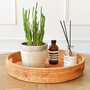 Wholesale Luxury Vietnam Serving <b>Trays</b> Round <b>Circle</b> Rattan Hand Woven <b>Tray</b> Customized logo - Product Image 3