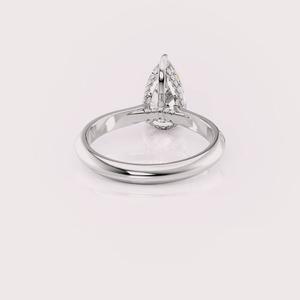 Bague de Mariage en Or Jaune/Rose et Or Blanc 14 carats, Certifiée IGI, avec Diamant de Laboratoire Taille Poire, Plaqué Rhodium et Sertie à Griffes - Product Image 4