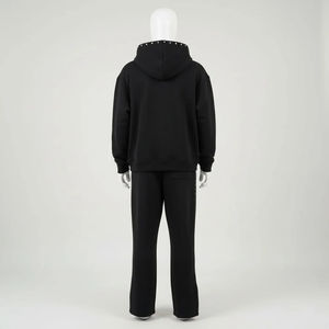 Ensemble de survêtement de haute qualité personnalisé pour l'hiver, streetwear, triple fermeture éclair, survêtement hip hop, rivets, pantalon de survêtement évasé, ensemble pour hommes, strass - Product Image 2