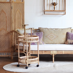 รถเข็นบาร์หวายสำหรับร้านอาหารโรงแรมรถเข็นเครื่องดื่มแบบเคลื่อนย้ายได้รถเข็นเครื่องดื่ม - Product Image 5