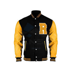 แจ็คเก็ตวาร์ซิตี้ดีไซน์ใหม่ราคาถูกสำหรับผู้ใหญ่ แจ็คเก็ตเบสบอลแบบมีตัวอักษรสำหรับฤดูหนาว สีดำสำหรับผู้ชาย บริการ OEM คุณภาพสูง - Product Image 5