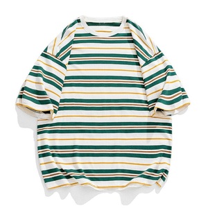 เสื้อยืดสำหรับผู้ชายลายทางแนวนอนเสื้อยืดคอตตอน100% สินค้าส่งออกไปยังสหรัฐอเมริกายุโรปสหราชอาณาจักร - Product Image 3