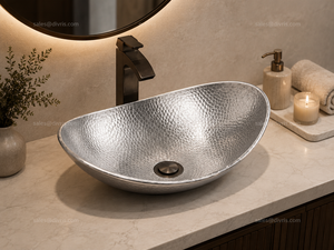 Lavabo de Aluminio Pulido Hecho a Mano, Diseño Industrial Moderno, Fácil de Limpiar, 19 Pulgadas - Product Image 5