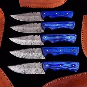 Cuchillo Skinner Nordic Forge, Acero de Damasco, EDC, Hoja Fija, Mango de Madera, Full Tang, para Camping y Caza, Funda de Cuero OEM - Product Image 5