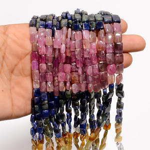 Perles de saphir, perles à facettes rayonnantes multi-saphir, perles de pierres précieuses de saphir multicolore, perles de saphir pour la fabrication de bijoux - Product Image 2