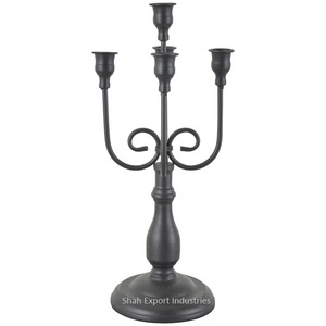 Candélabre classique en aluminium à 5 bras, finition noire, pour la maison et l'éclairage de Noël, candélabre décoratif haut sur pied - Product Image 2