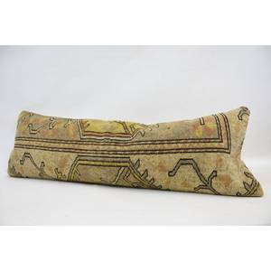 Lujo bohemio Kantha Patchwork lana almohada 16x48 Beige pulgadas bordado Floral Vintage tejido técnica ropa de cama piso portátil - Product Image 4