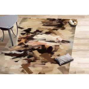 Tapis aux tons bruns abstraits : Tapis de salon imprimé en 3D, Tapis en chenille - Product Image 3