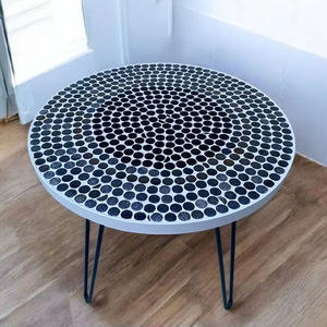 Mesa auxiliar de mosaico deslumbrante: Arte iridiscente-mesa de centro azul-mesa auxiliar-Decoración de sala de estar-regalo - Product Image 1