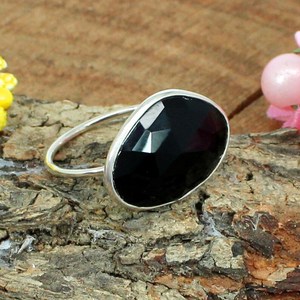 Wholesale 14K Rhodium Plated Silver Statement <b>Ring</b> with Black Onyx <b>Turquoise</b> Gemstone Rectangular Shape Rectangle Pattern Men's Style - Product Image 1