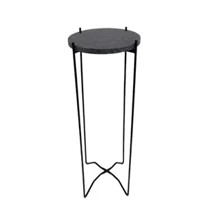 Set Of 2 Iron & Marble Round Side Table Black Colour Small Size Coffee Table For Living Room Furniture Customized
