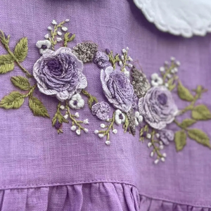 Vestido de lino suave bordado a mano para niñas, estilo informal para el primer cumpleaños de niños pequeños, OEM hecho en Vietnam - Product Image 5