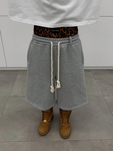 Pantalones Cortos Unisex Personalizados de Felpa Francesa 100% Algodón, Estampado Animal de Leopardo, Cordón Personalizado, Diseño de Doble Cintura de Alta Calidad - Product Image 3