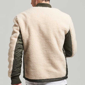 <b>Men's</b> Winter Windproof Warm Eco-Friendly Breathable Sherpa Fleece <b>Jacket</b> Comfortable Lightweight Canvas Stand Collar Front - Product Image 2