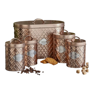 Metal Tea Coffee Sugar Shiny Polished White Powder Coated Canister Set Bread <b>Box</b> <b>Storage</b> <b>with</b> <b>Lid</b> <b>Storage</b> Canister - Product Image 3