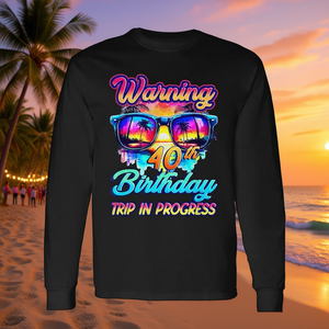 Maglietta promozionale a maniche lunghe con avvertenza per il 40° compleanno: Viaggio a 40 anni in corso - Product Image 3
