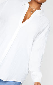 Best Selling High Quality Customize Women Dress Long Sleeves Plus <b>White</b> Textured Oversized <b>Shirt</b> at Best Price - Product Image 4