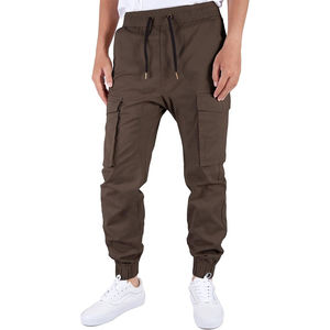 Pantalon Cargo décontracté en polyester pour hommes respirant en tricot de poids moyen confortable pantalon en toile brodé anti-rides - Product Image 1