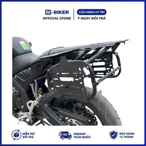Ensemble complet de porte-bagages en acier inoxydable pour moto M-Biker Dual Sport avec design Cyberpunk, comprend une sacoche de selle et un sacoche pour casque - Product Image 6