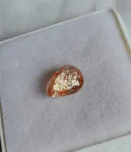 Cabochons de pierre de soleil dorée naturelle de haute qualité en forme de poire, pierres précieuses brutes authentiques en gros pour la fabrication de bijoux - Product Image 1