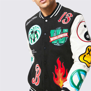 Veste d'Université Vintage High Street Unisexe Hiver Baseball Logo Personnalisé Broderie Toile Laine Chenille Imperméable Coupe-Vent - Product Image 5