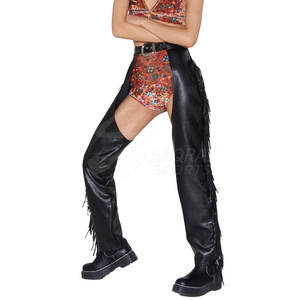 2025 dernière conception femmes en cuir Chaps taille moyenne droite lâche Chaps rue dames jambe large hommes en cuir Chaps - Product Image 2