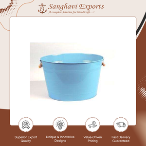 New Design Elegant Vintage Style Powder Coated Finish <b>Galvanized</b> Metal Flower Pot for Outdoor Home Garden and Nursery Decor - Product Image 5