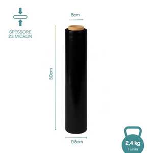 Set professionale 6-Roll di 2.4kg 50cm pellicola di plastica nera elasticizzata 23 micron per l'imballaggio - Product Image 2