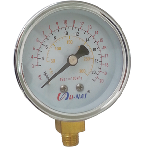 Manomètre de pression des pneus U-NAI à aiguille 0-10 BAR 0-1000 KPA, buse d'air en cuivre épaissie, testeur de pression des pneus de voiture et camion en métal de haute qualité - Product Image 1