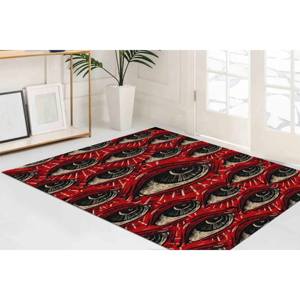 Alfombra Moderna con Diseño de Terror de la Pánica del Rojo, Alfombra Delgada de Chenilla con Estampado de Ojos - Product Image 2