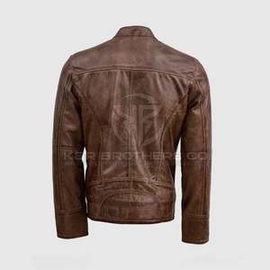 Veste d'hiver en cuir véritable à la mode pour hommes, vêtements d'extérieur chauds et durables avec style moderne, veste d'hiver en cuir décontractée et élégante pour hommes - Product Image 2
