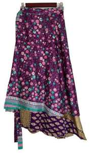 Vintage Inspirado Doble Capa Reversible Sari Seda Ecológico Antiestático Maxi Wrap Falda Festival Estilo Transpirable Boho Hippy - Product Image 4