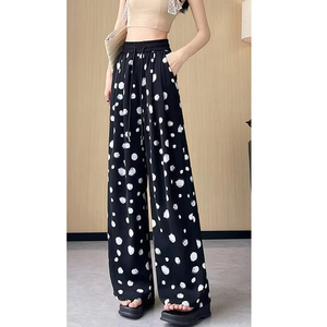 Women Summer Fashion Polka Dot Print Streetwear Y2K Wide Leg Pants <b>High</b> <b>Waist</b> Chic Loose Straight <b>Trousers</b> - Product Image 5
